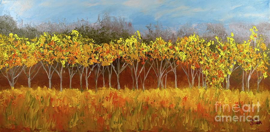 Yellow Stand of Trees Painting by Barrie Stark