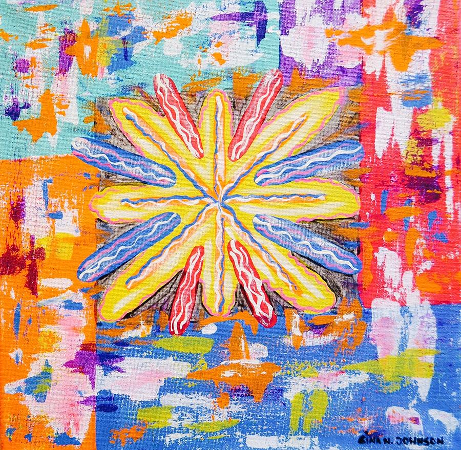 Yellow star burst  Painting by Gina Nicolae Johnson