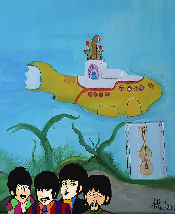 The Beatles Painting - Yellow Submarine by Antonio Raul