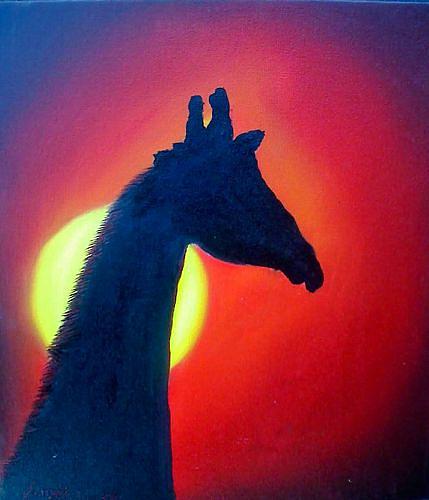 Yellow Sun Giraffe Painting by James Dunbar