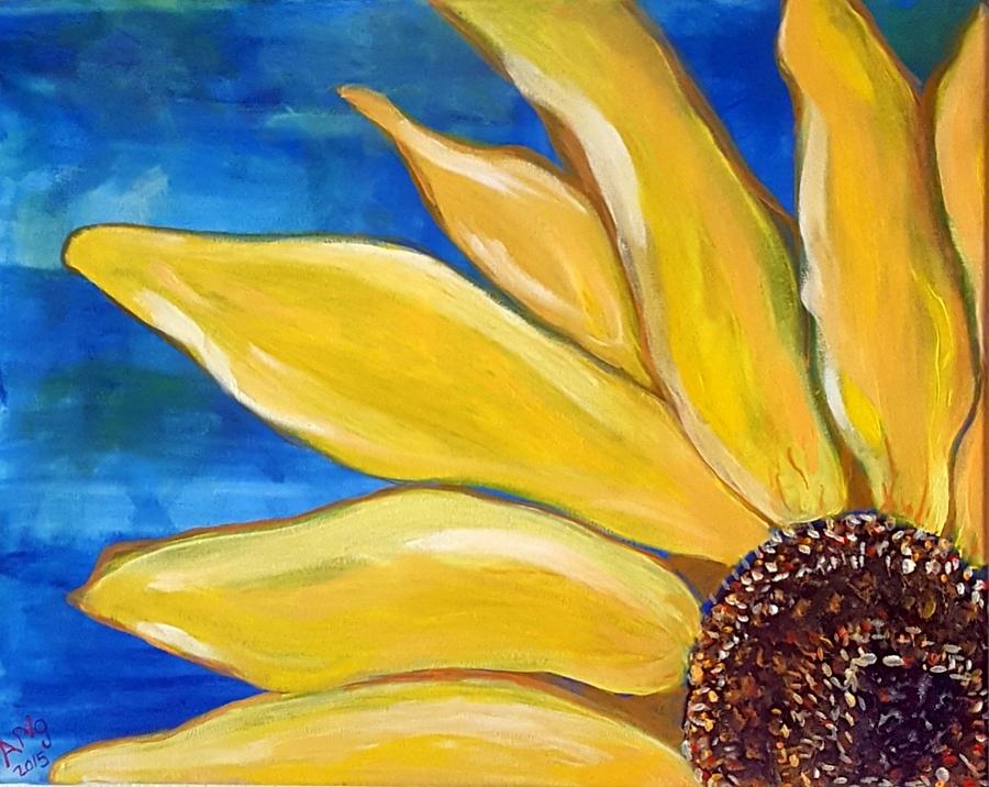 Sunflower Painting - Yellow Sunflower by Angela Lasky