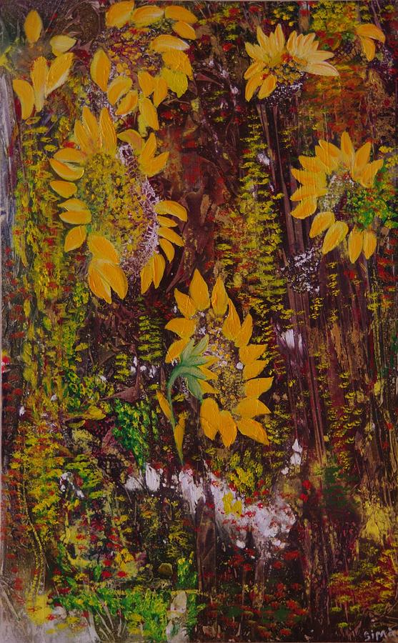 Tree Painting - Yellow Sunflowers by Sima Amid Wewetzer