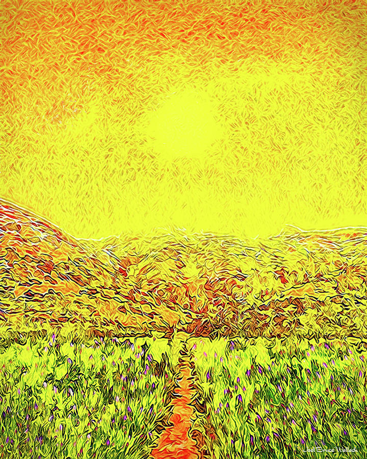 Yellow Sunlit Path - Marin California Digital Art by Joel Bruce Wallach