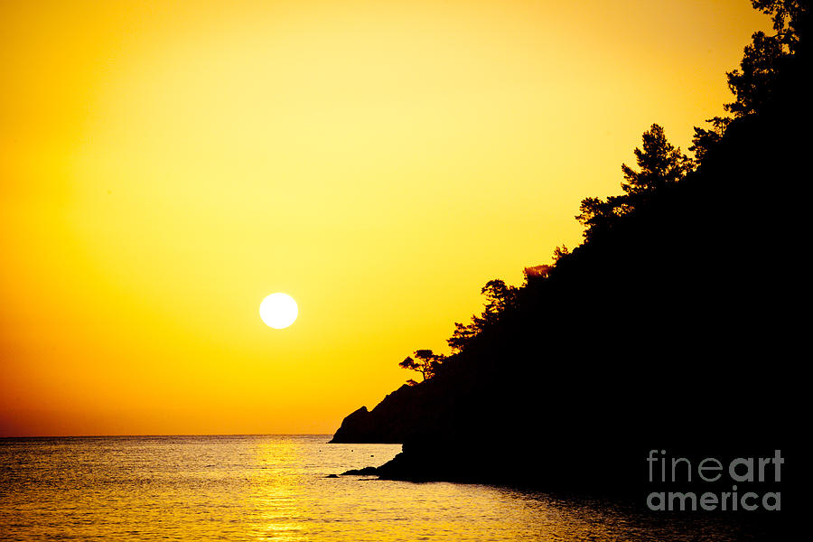 Yellow Sunrise seascape and sun Artmif  Photograph by Raimond Klavins