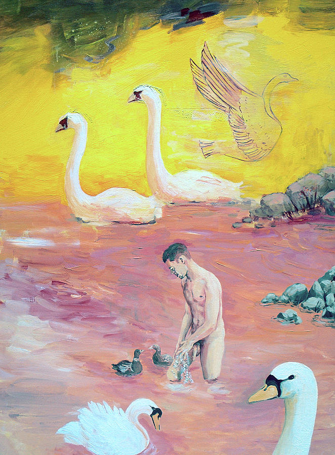 Yellow Swans with Love Potions Painting by Rene Capone