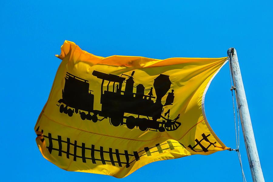 Yellow Train Flag Photograph by Garry Gay