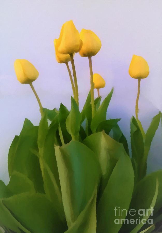 Yellow Tulips Painting Digital Art by Delynn Addams