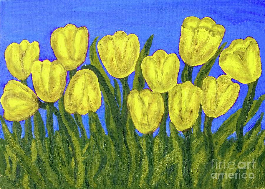 Yellow tulips, painting Painting by Irina Afonskaya