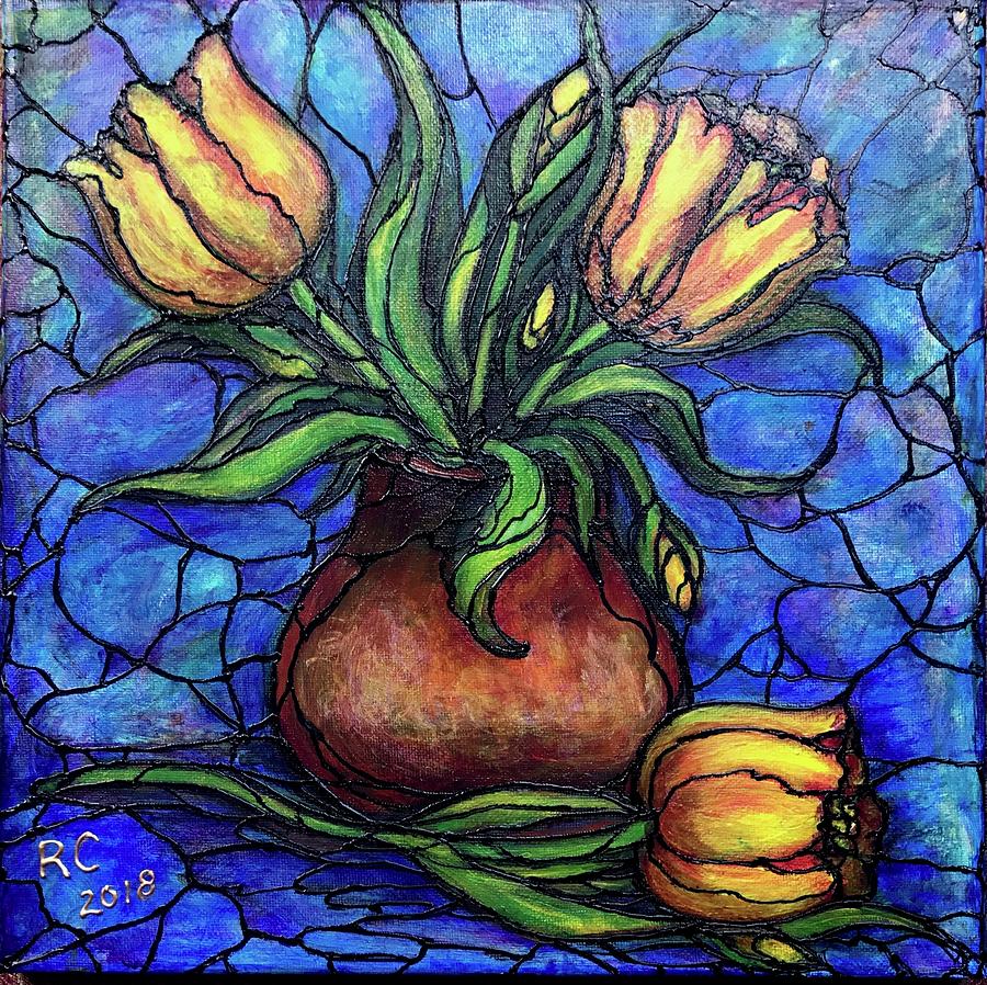 Flower Painting - Yellow Tulips by Rae Chichilnitsky