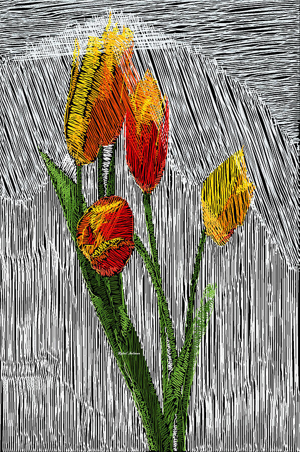 Yellow Tulips Digital Art by Rafael Salazar