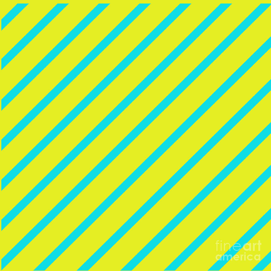 Yellow Turquoise Angled Stripes Digital Art by Susan Stevenson