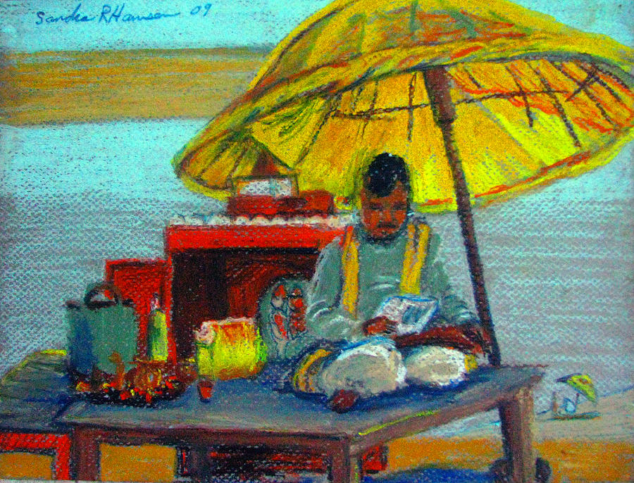 India Pastel - Yellow Umbrella by Art Nomad Sandra  Hansen