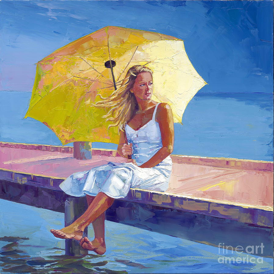 Umbrella Painting - Yellow Umbrella by Shannon Kincaid