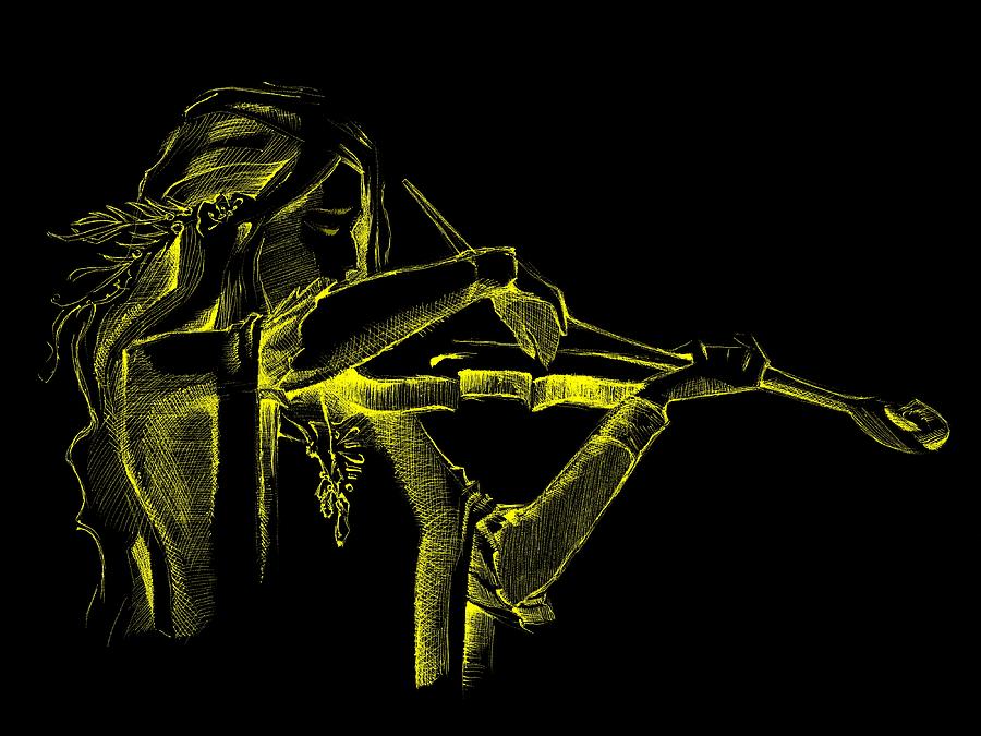Yellow Violinist  Digital Art by Movie Poster Prints