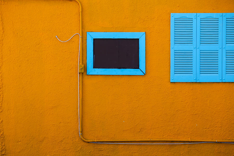 Yellow Wall, Blue Trim Photograph by Dart Humeston