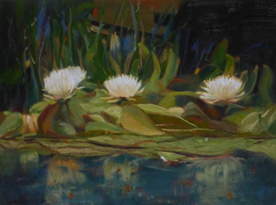 Yellow Waterlilies Painting by Irena Jablonski
