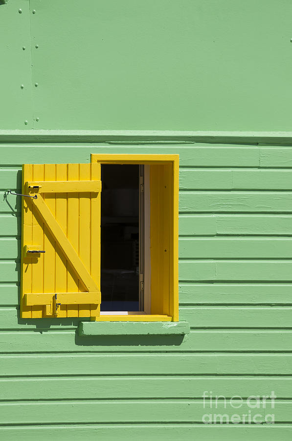 Yellow Window Green Wall Photograph by Konstantin Sevostyanov