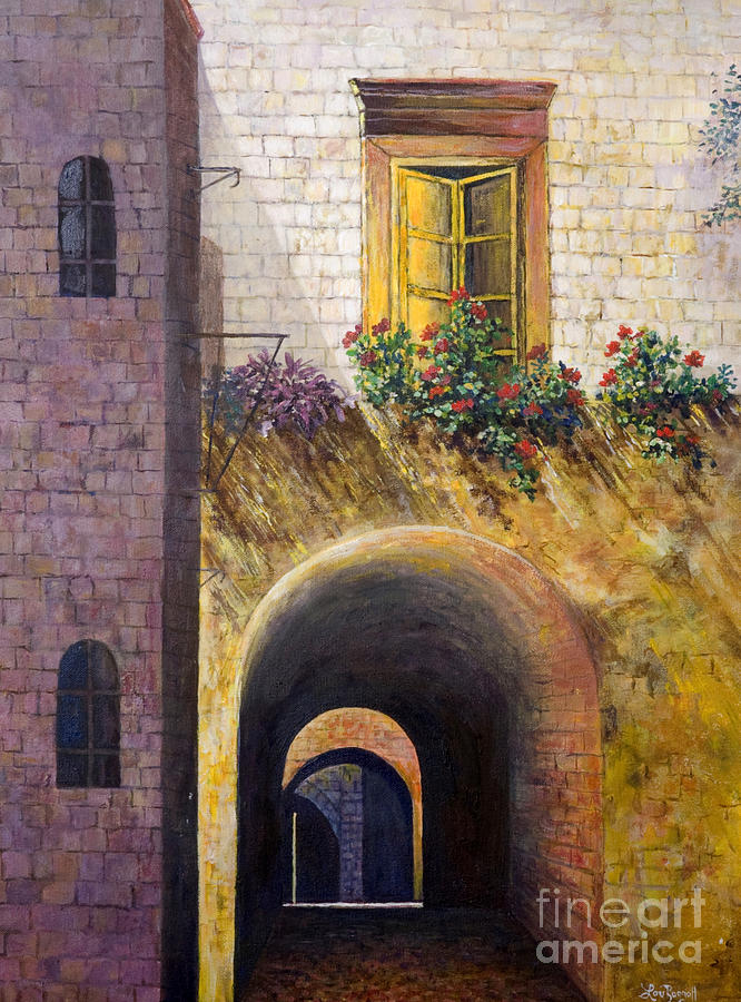 Yellow Window Painting by Lou Ann Bagnall