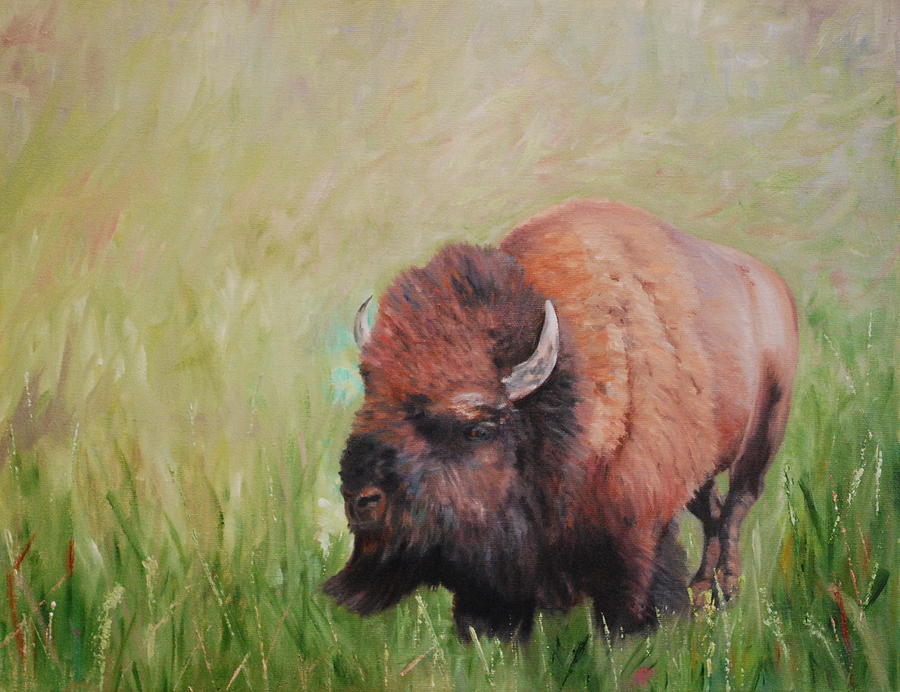 Yellowstone National Park Painting - Yellowstone Bison by Jean Peace