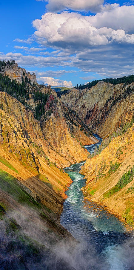 Yellowstone Canyon Triptych Center Panel Photograph by Greg Norrell