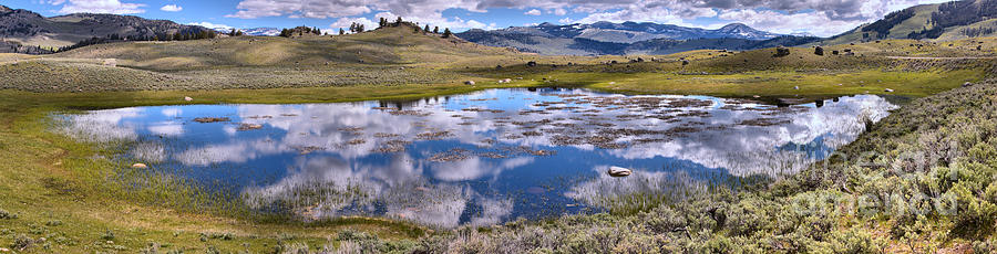Yellowstone National Park Photograph - Yellowstone Cloud Ponds by Adam Jewell
