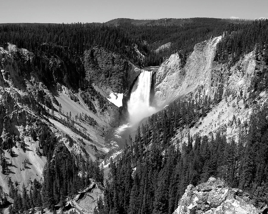 Yellowstone Falls - Black and White Photograph by George Jones