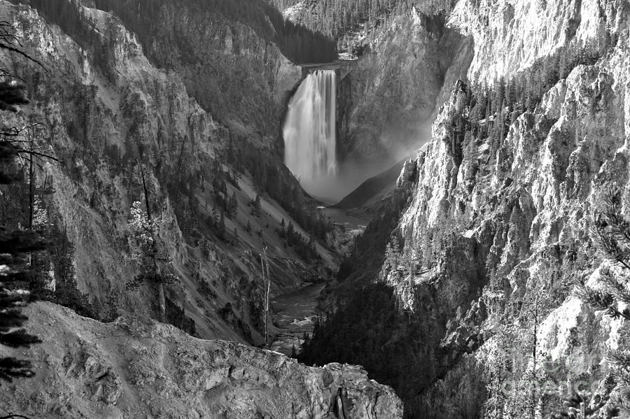 Yellowstone Falls Landscape - Black And White Photograph by Adam Jewell ...