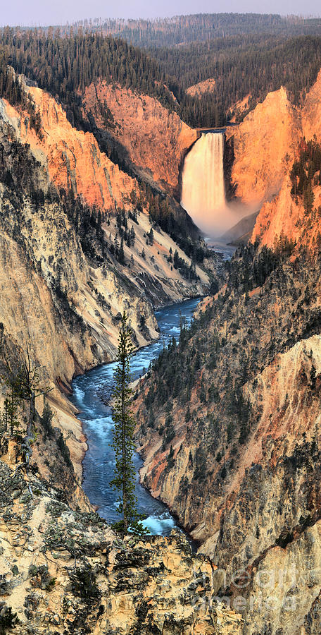 Yellowstone Falls Vertical Panorama Photograph by Adam Jewell