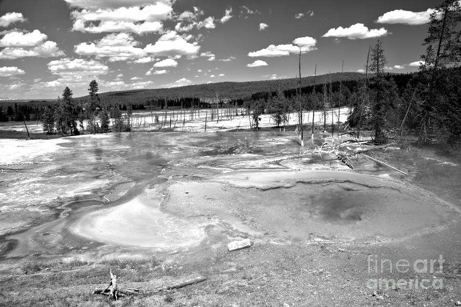 Yellowstone Firehole Spring Black And White Photograph by Adam Jewell