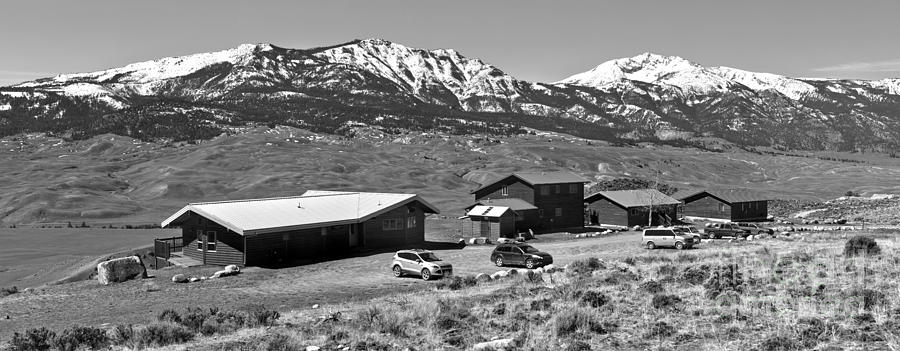 Yellowstone Forever Overlook Field Campus Panorama Black And White Photograph by Adam Jewell