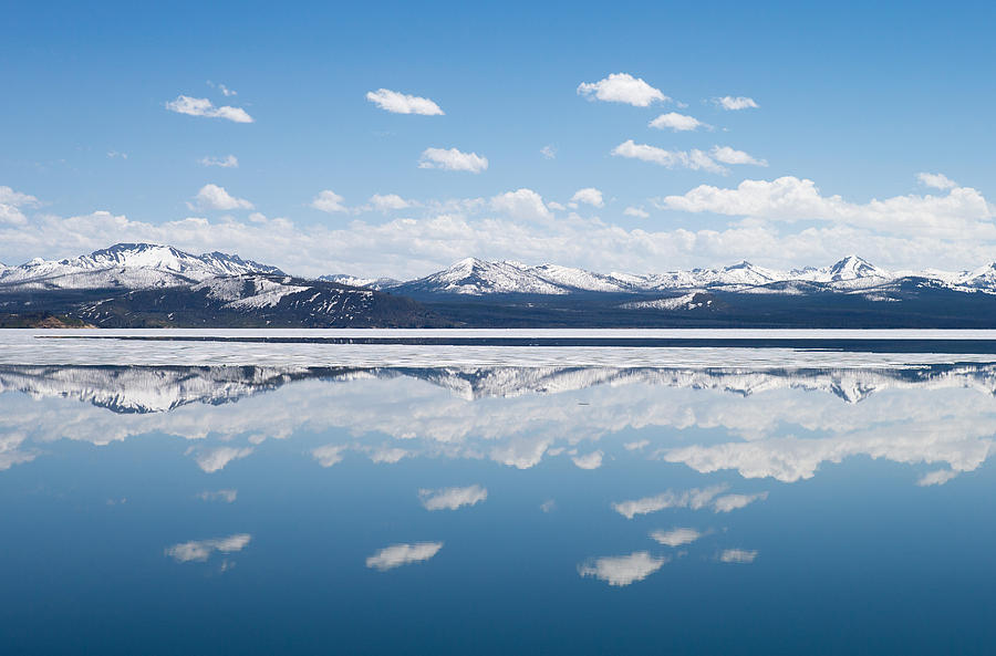 Yellowstone Lake Reflection Photograph by Max Waugh