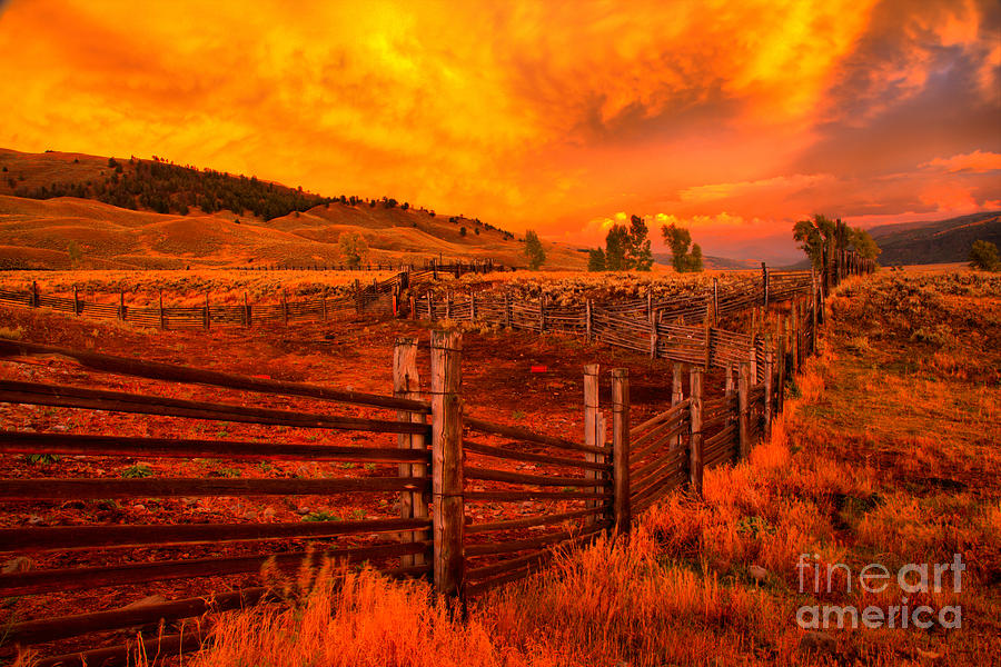 Yellowstone Lamar Ranch Sunset Photograph by Adam Jewell