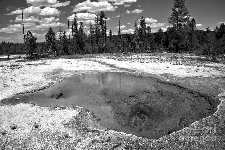 Yellowstone Lemon Spring Black And White Photograph by Adam Jewell