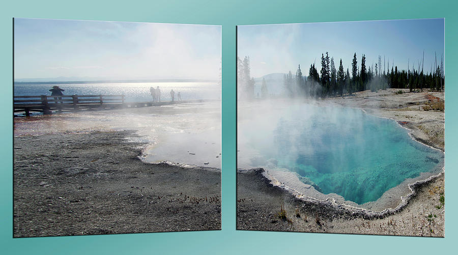 Yellowstone National Park Abyss Pool 2 Panel Photograph by Thomas Woolworth