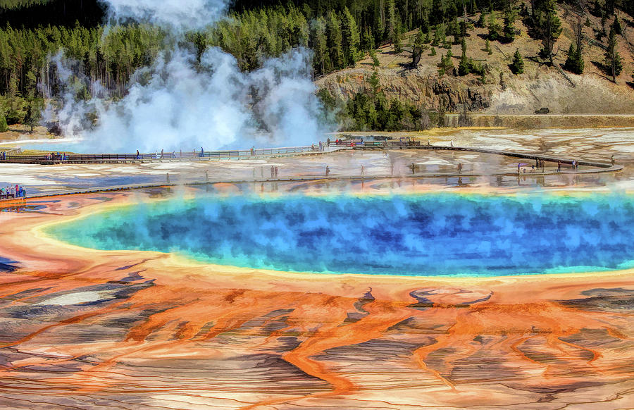 Yellowstone National Park Grand Prismatic Spring Painting by Christopher Arndt