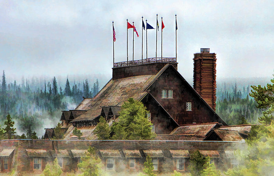 Yellowstone National Park Painting - Yellowstone National Park Old Faithful Inn by Christopher Arndt