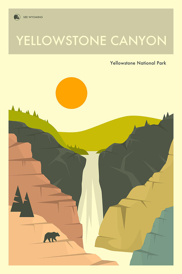 Yellowstone National Park Digital Art - Yellowstone National Park Travel Poster by Jazzberry Blue