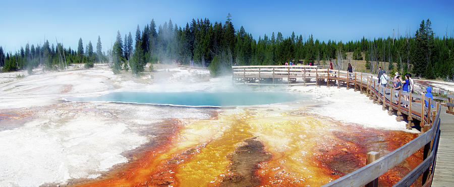 Yellowstone Park Black Pool In August Panorama Photograph by Thomas Woolworth