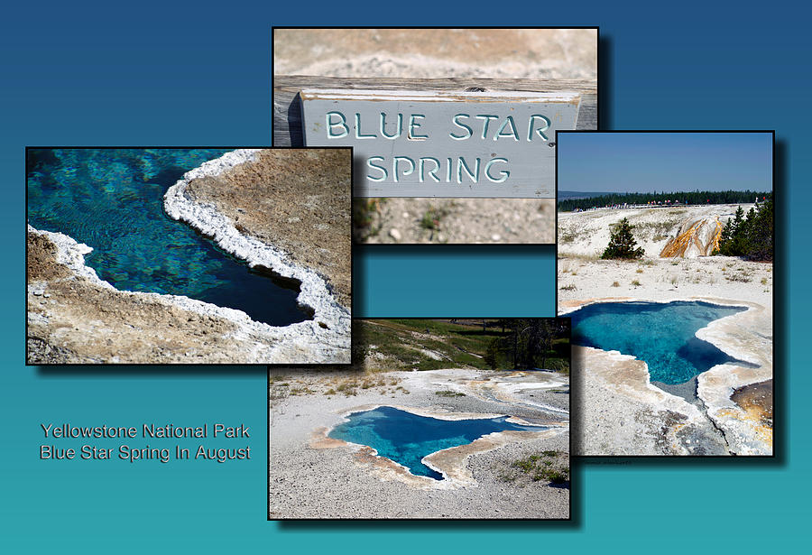 Yellowstone Park Blue Star Spring In August Collage Photograph by Thomas Woolworth
