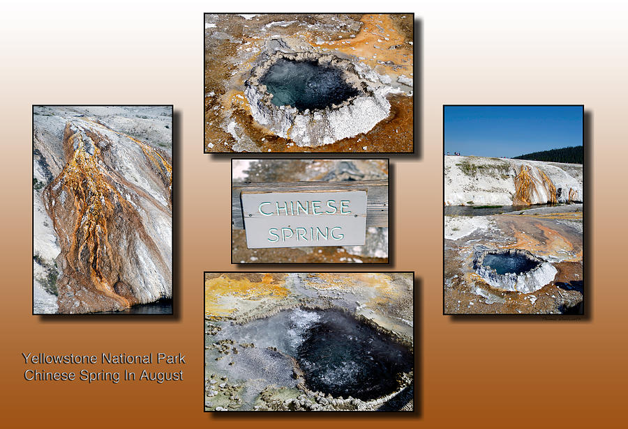Yellowstone Park Chinese Spring In August Collage Photograph by Thomas Woolworth