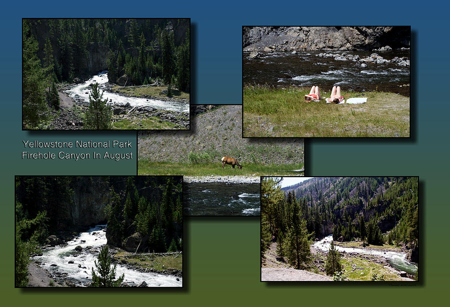 Yellowstone Park Firehole Canyon In August Collage Photograph by Thomas Woolworth