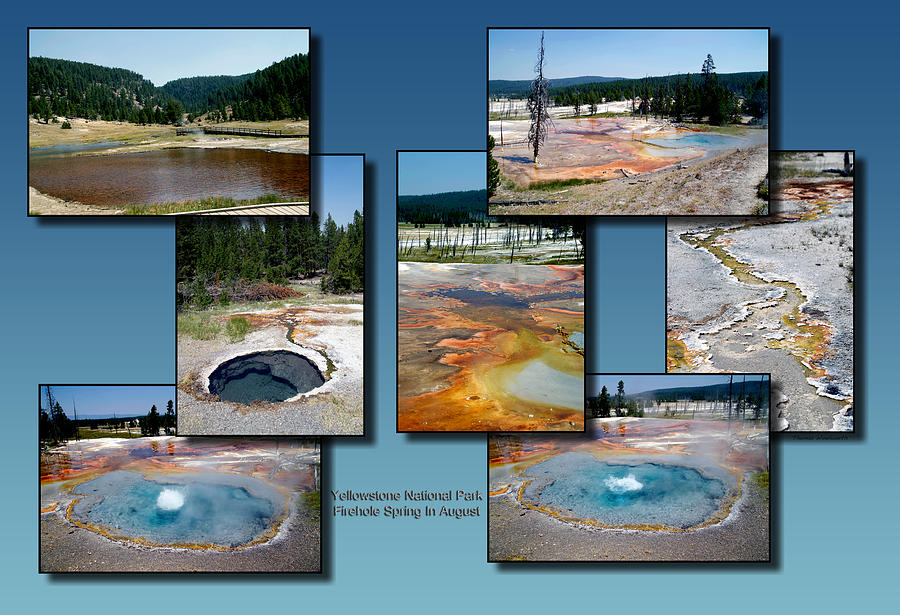 Yellowstone Park Firehole Spring In August Collage Photograph by Thomas Woolworth