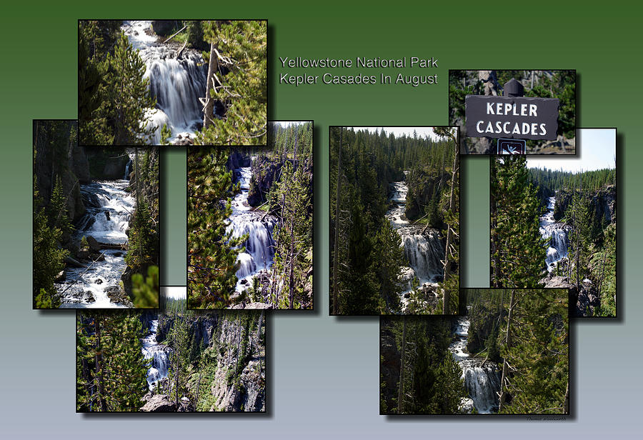 Yellowstone Park Kepler Cascades Water Falls In August Collage Photograph by Thomas Woolworth