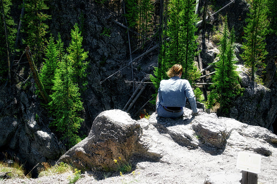 Yellowstone Park Sitting High At Firehole Falls In August Photograph by Thomas Woolworth