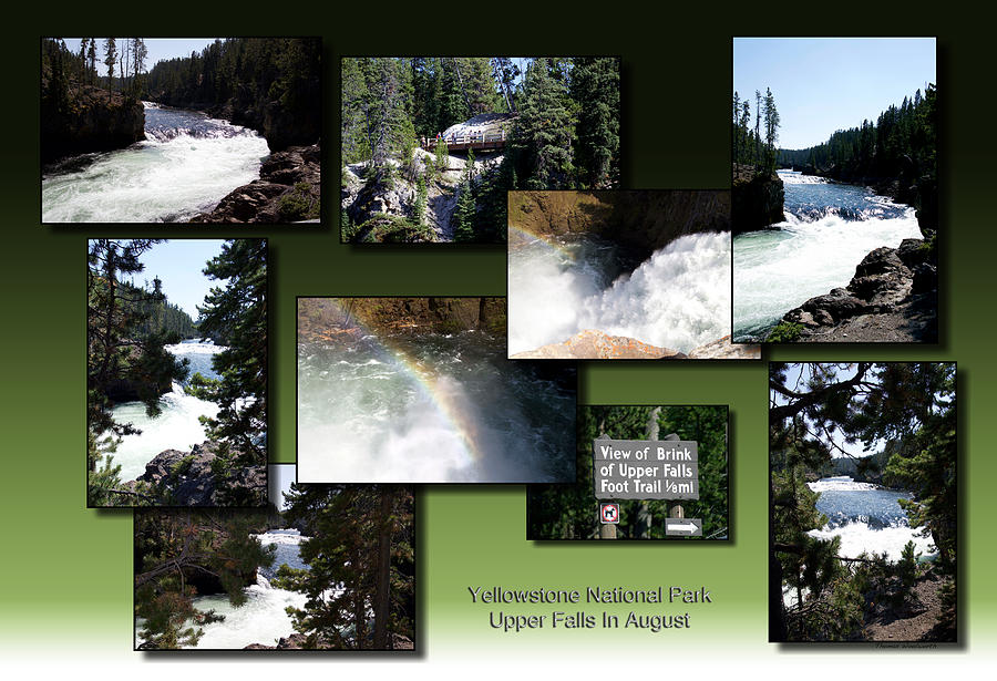 Yellowstone Park Upper Falls In August Collage Photograph by Thomas Woolworth