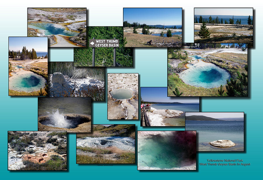 Yellowstone Park West Thumb Geyser Basin In August Collage 01 Photograph by Thomas Woolworth