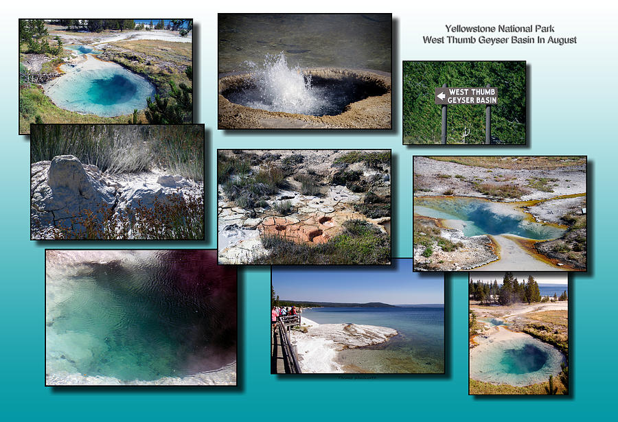 Yellowstone Park West Thumb Geyser Basin In August Collage 02 Photograph by Thomas Woolworth