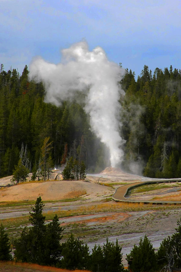 Yellowstone National Park Photograph - Yellowstone Park WY - Geyser letting off steam by Alexandra Till