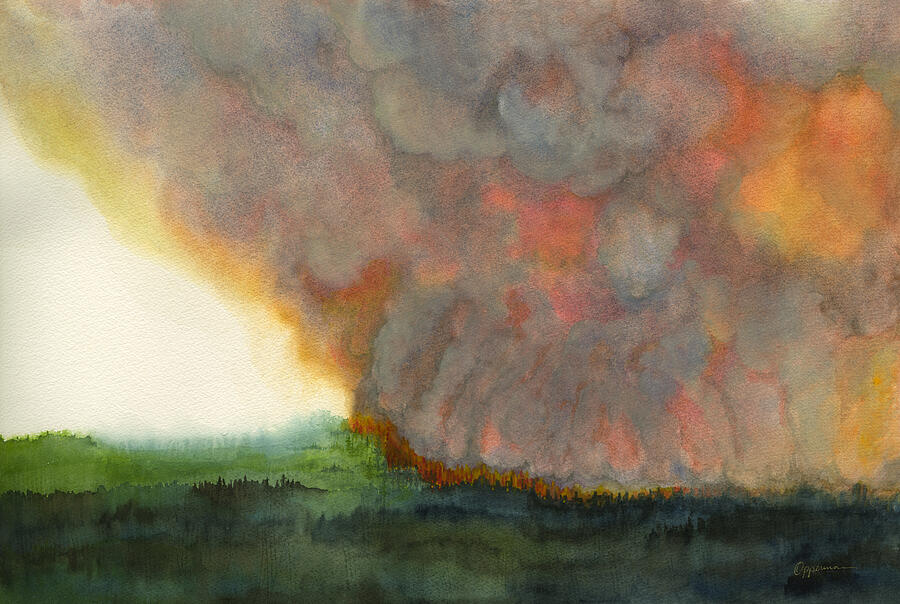 Yellowstone Smoke Column Painting by Tonja Opperman