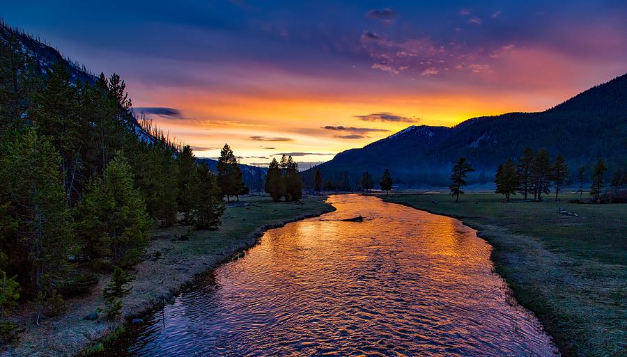Yellowstones Madison River at Sunset Photograph by Mountain Dreams